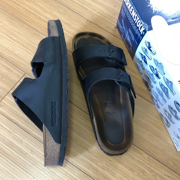 Birkenstock Shoes - Black Leather Arizona Birkenstock